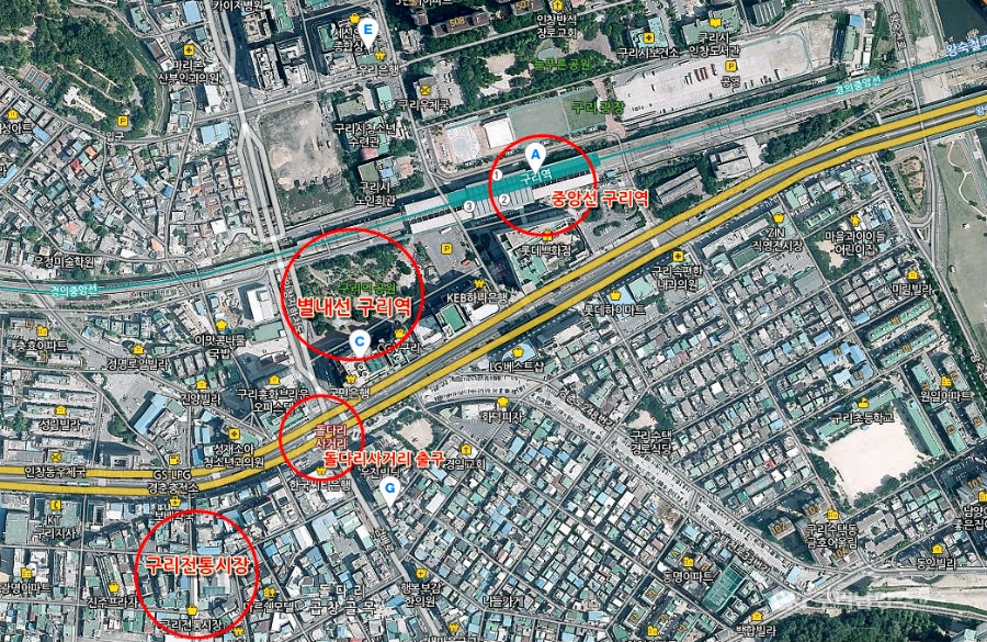 서울 지하철 8호선 연장 별내선 구리역 돌다리사거리 출구 위치도(캡처=네이버 지도)