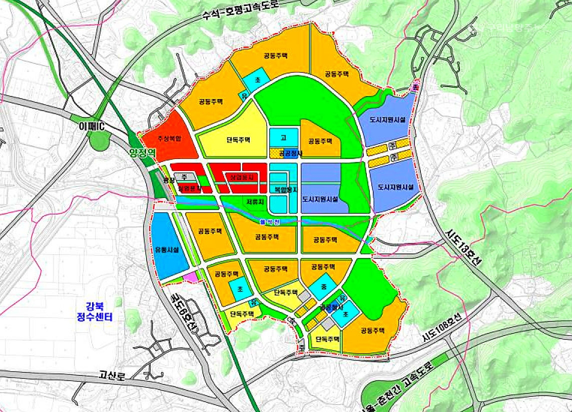 남양주 양정역세권 복합단지 개발사업, LH 사업제안 토지이용구상안(2017년 7월)