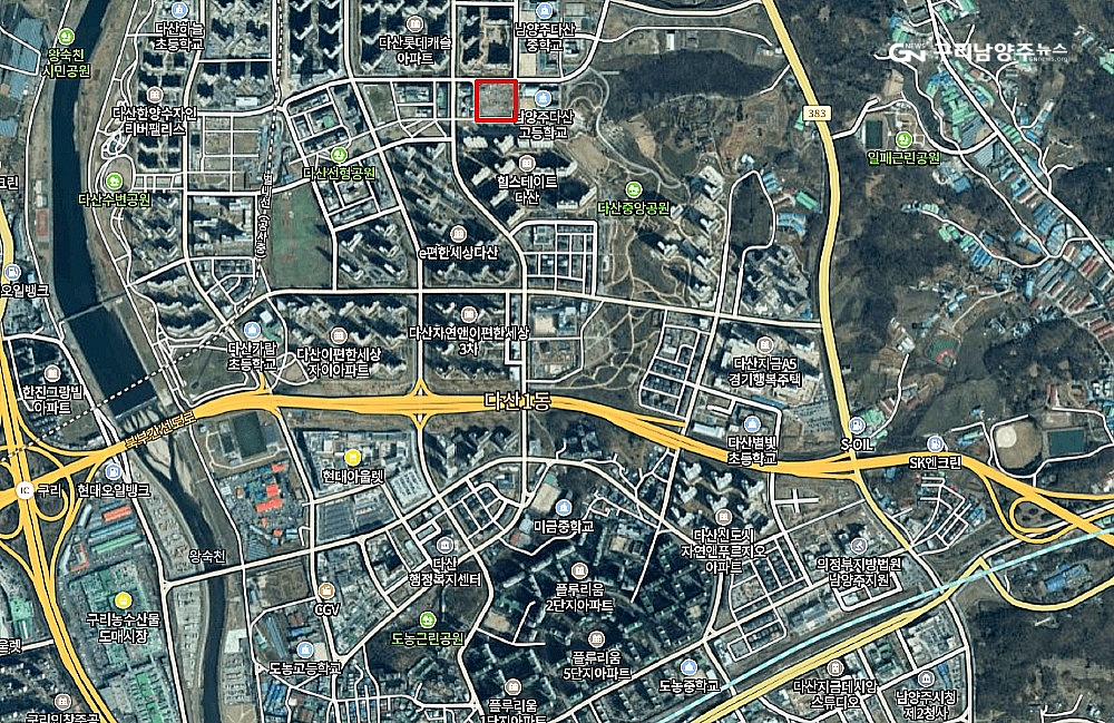 다산복합커뮤니티센터 위치 붉은 사각(사진=네이버 지도 캡처)