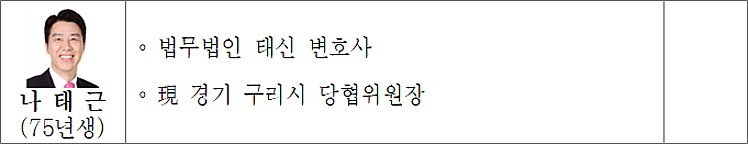 나태근 구리시당협위원장 뉴시티 프로젝트 특별위원회 위원 임명(표 제공=국민의힘)