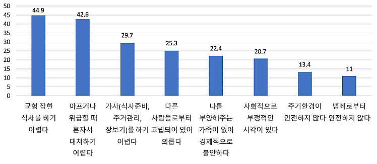 1인가구의 어려움(2023년)